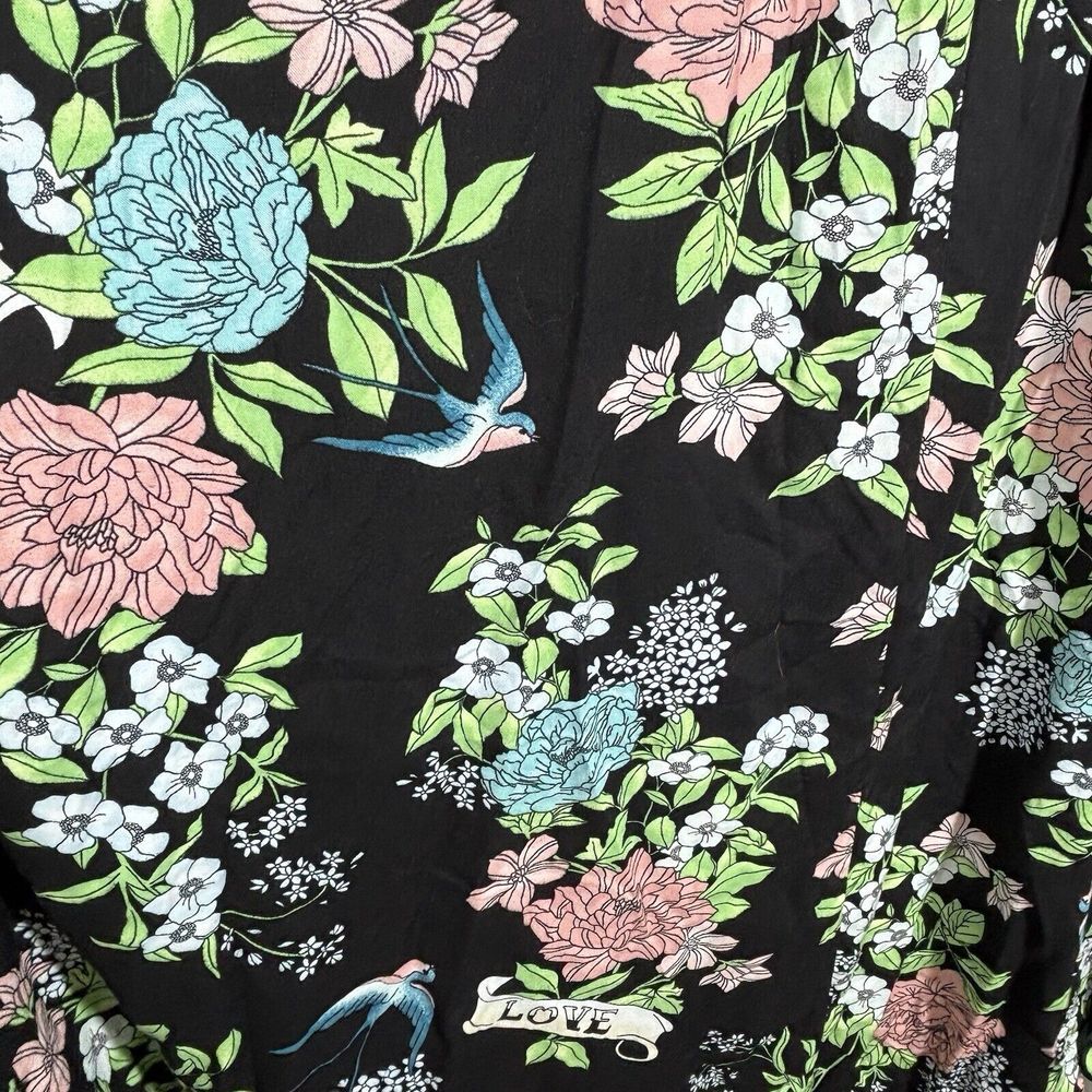 Torrid Floral Dress Midi Black Keyhole Open Back 00/12 Large Sleeveless Rock EUC - Picture 13 of 14